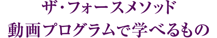 ザ・フォースメソッド 動画プログラムで学べるもの
